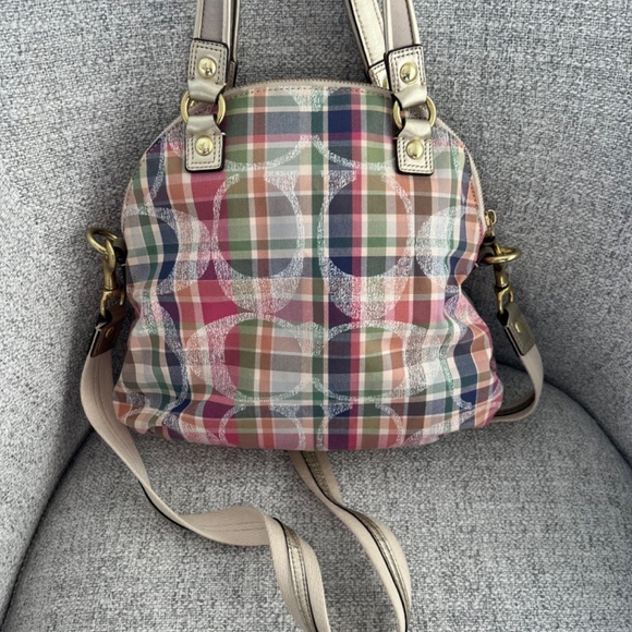 COACH F23541 Poppy Daisy Madras Multicolor Fabric Hobo Bag-Excellent Condition - Picture 2 of 11